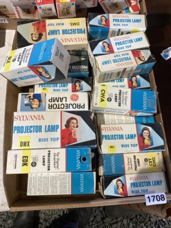 Box vintage projector lamp bulbs in boxes