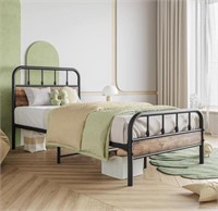 ZGEHCO BLACK TWIN SIZE BED FRAME WITH WOOD