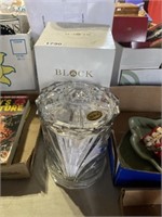 Block crystal biscuit jar glass in box