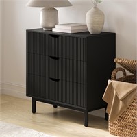 3 Drawer Dresser - Solid Wood  Black  Large