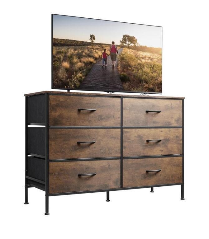 WIDE DRESSER WITH 6 DRAWERS 31IN WITH METAL FRAME