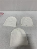 3 PACK OF WHITE BEANIES, FITS MOST ADULTS