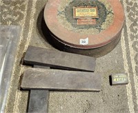 Vintage Sharpening Stones and antique Tin