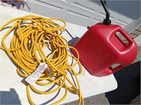Heavy duty extension cord and a gas can.