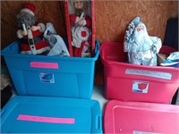 2 bins with lids of Christmas, Santa Claus, Mrs.