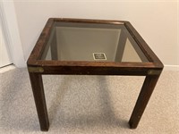 Wooden Square Glass Topped Side Table 2/2