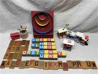 Toys, Wooden Letters, Train