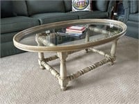 Kindel English Country Oval Glass Top Coffee Table
