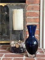 Art Glass Vase & Large Candle Stand