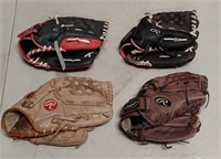 RAWLINGS BASEBALL MITTS QTY 4