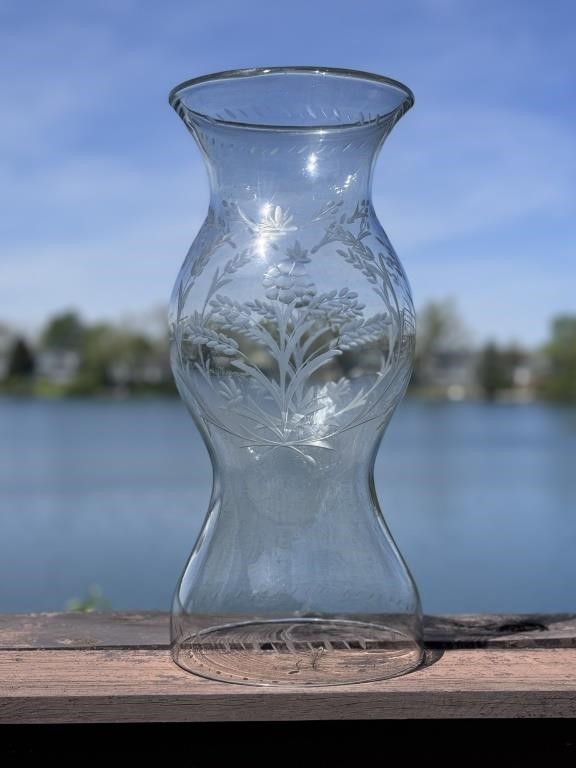 Large Etched Hurricane Globe 17 1/2"