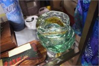 COCA-COLA COLORED GLASS ASHTRAY