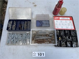4 trays drill bits/springs/nuts/bolts.