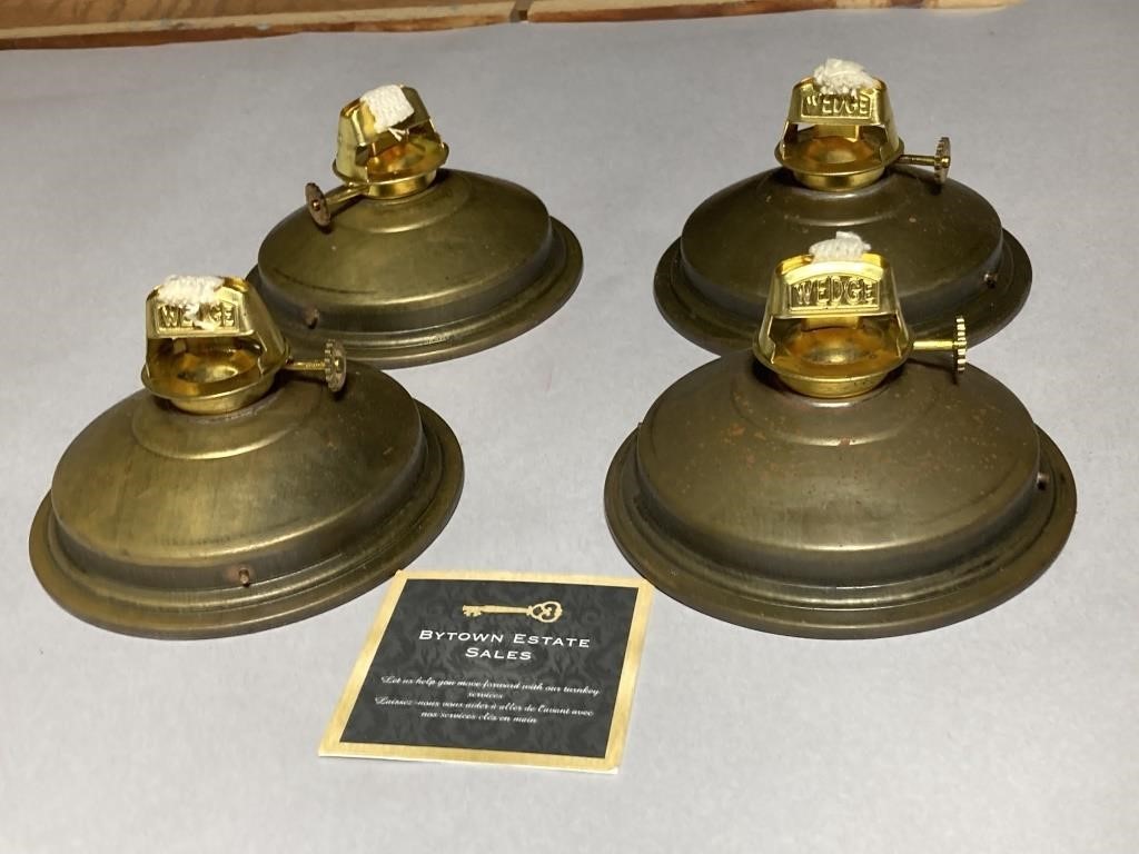 Set of 4 Perks Brass Oil Lamp Bases