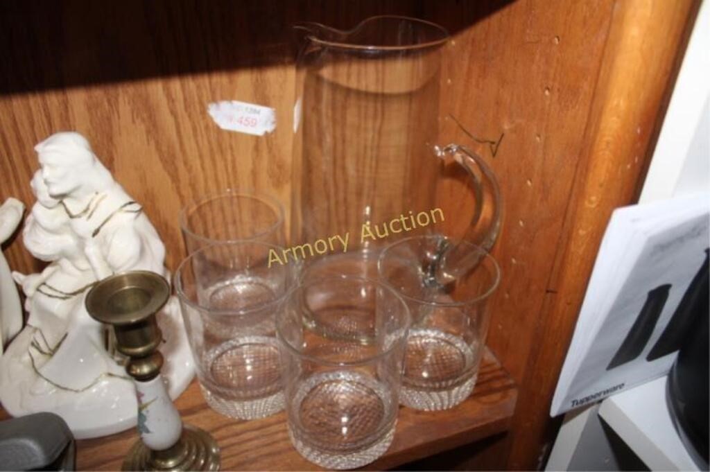PITCHER AND WHISKEY GLASSES