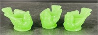 3 Jadeite Glass Degenhart Sparrow Salt Cellars