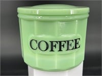 Glass Lidded Coffee Jar Jadeite
