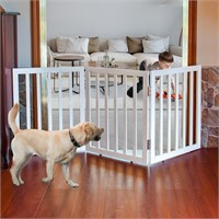 ZJSF Freestanding Indoor Dog Gate for House Foldab