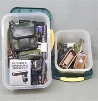 Containers full of game calls, and others