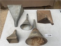 Assorted Hand made funnels.