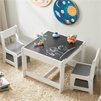 Kids Table & Chair Set  3 in 1  Grey & White