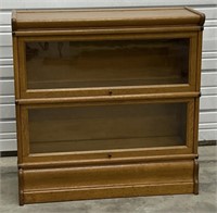 (U) Wooden 2-Tiered Barrister Bookcase With Glass