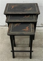 (F) Wooden Chinoiserie Nesting Tables