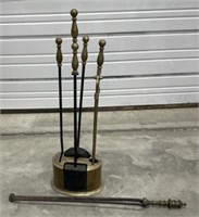 (U) Brass & Steel Fireplace Toolset With