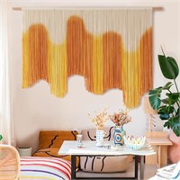 Yellow Dip-Dyed Macrame Wall Hanging 59Wx37L