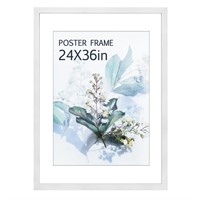 24x36 Poster Frame,Natural Soild Wood White Pictur