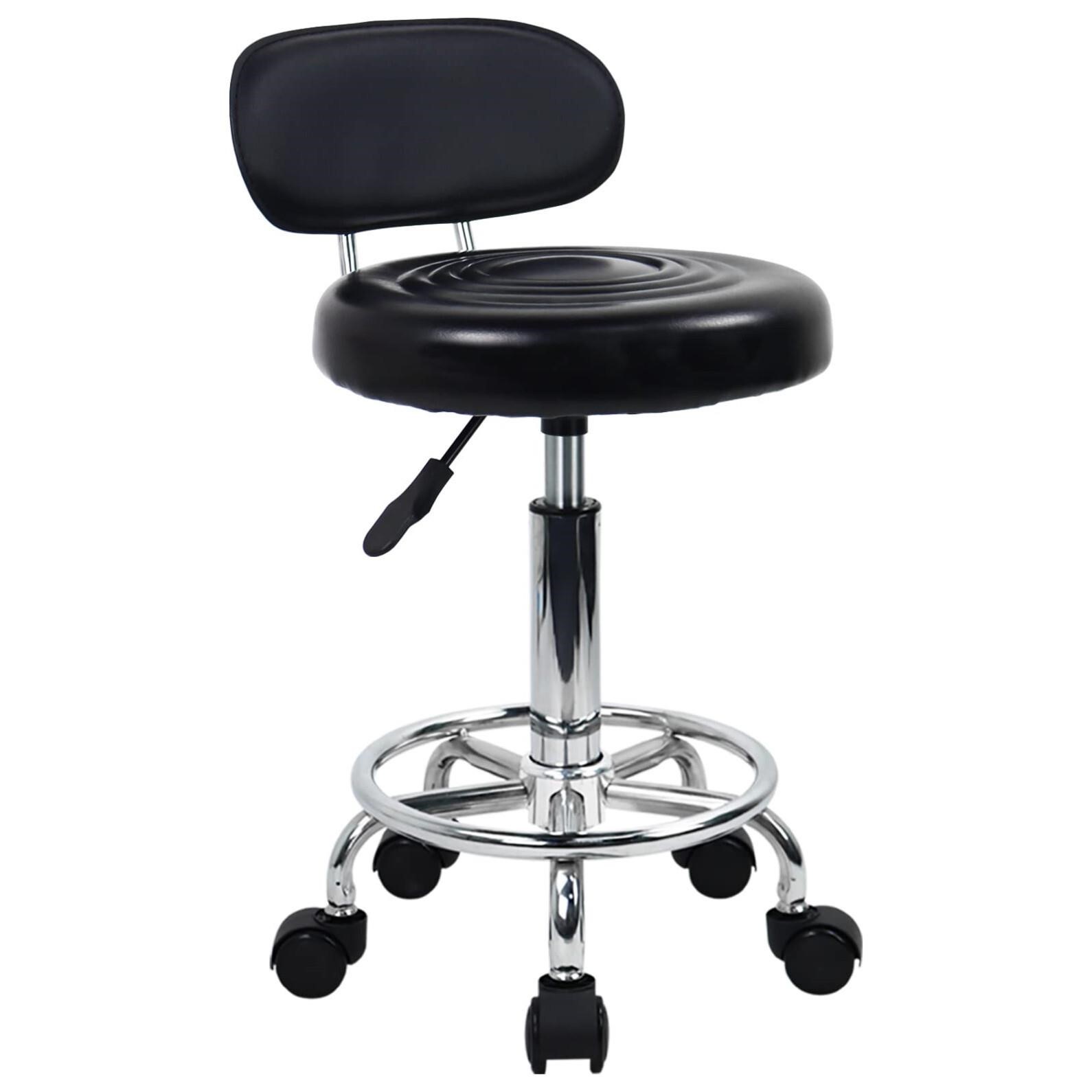 KKTONER PU Leather Modern Rolling Stool with Low B
