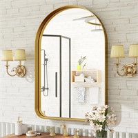 Arched Bathroom Mirror - 36x24 Inch Gold Bathroom