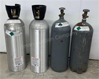 4 Carbon Dioxide Tanks, 1 Full 2 1/2 Full, 1