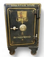 Montgomery Ward Handpainted Antique Iron Safe.