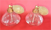 Lot of 2 Glass Perfume Bottles w/ Atomizers 3 1/4"