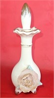 Footed Porcelain Perfume Bottle w/ Stopper 7"