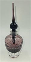Purple Glass Perfume Bottle w/ Stopper 7"