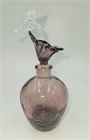 Purple Crackle Glass Perfume Bottle w/ Stopper