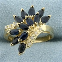 3ct TW Sapphire and Diamond Ring in 10K Yellow Gol