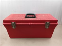 24" plastic tool box with contents
