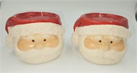 Pair of Santa Candle Holders 3 1/2"