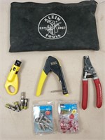 Klein tools, splice adapters, connectors in bag