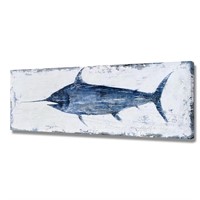 BATRENDY ARTS Swordfish Canvas Wall Art Blue and W