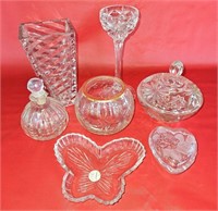 Lot of 7 Pieces Crystal and Glass Lot