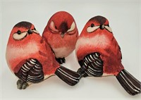 Set of 3 Decorative Red Birds 4"