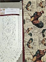 Lot of 2 Table Runners Chickens and Lace