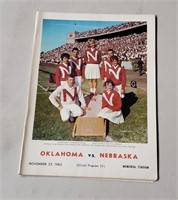 1963 Football Program Nebraska and Oklahoma