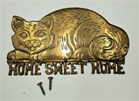 Brass Cat Home Sweet Home Key Holder