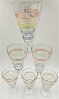 6 Thin Band Cocktail Glasses Anchor Hocking 1930s