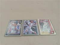 Three autographed baseball cards Kevin elster, J